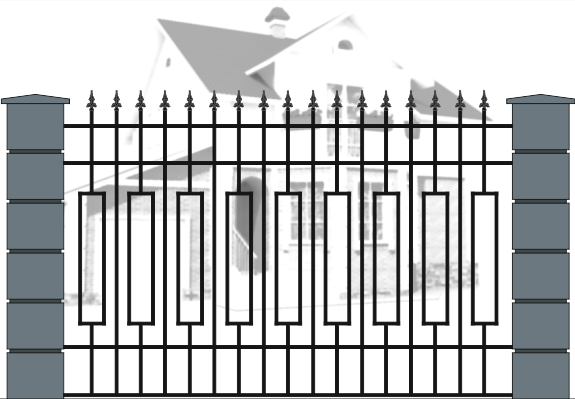 Забор из профильной трубы с прямоугольниками