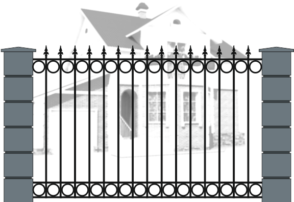 Забор с пиками и кольцами